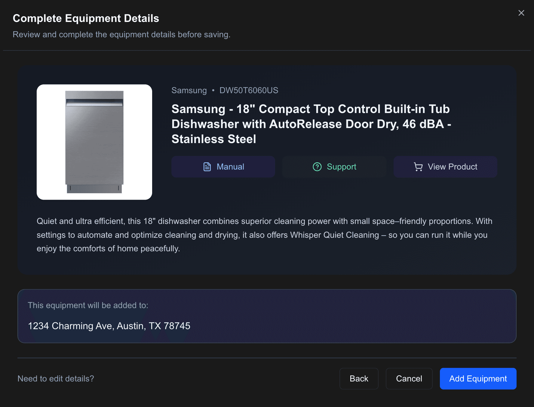 Equipment Management Dashboard