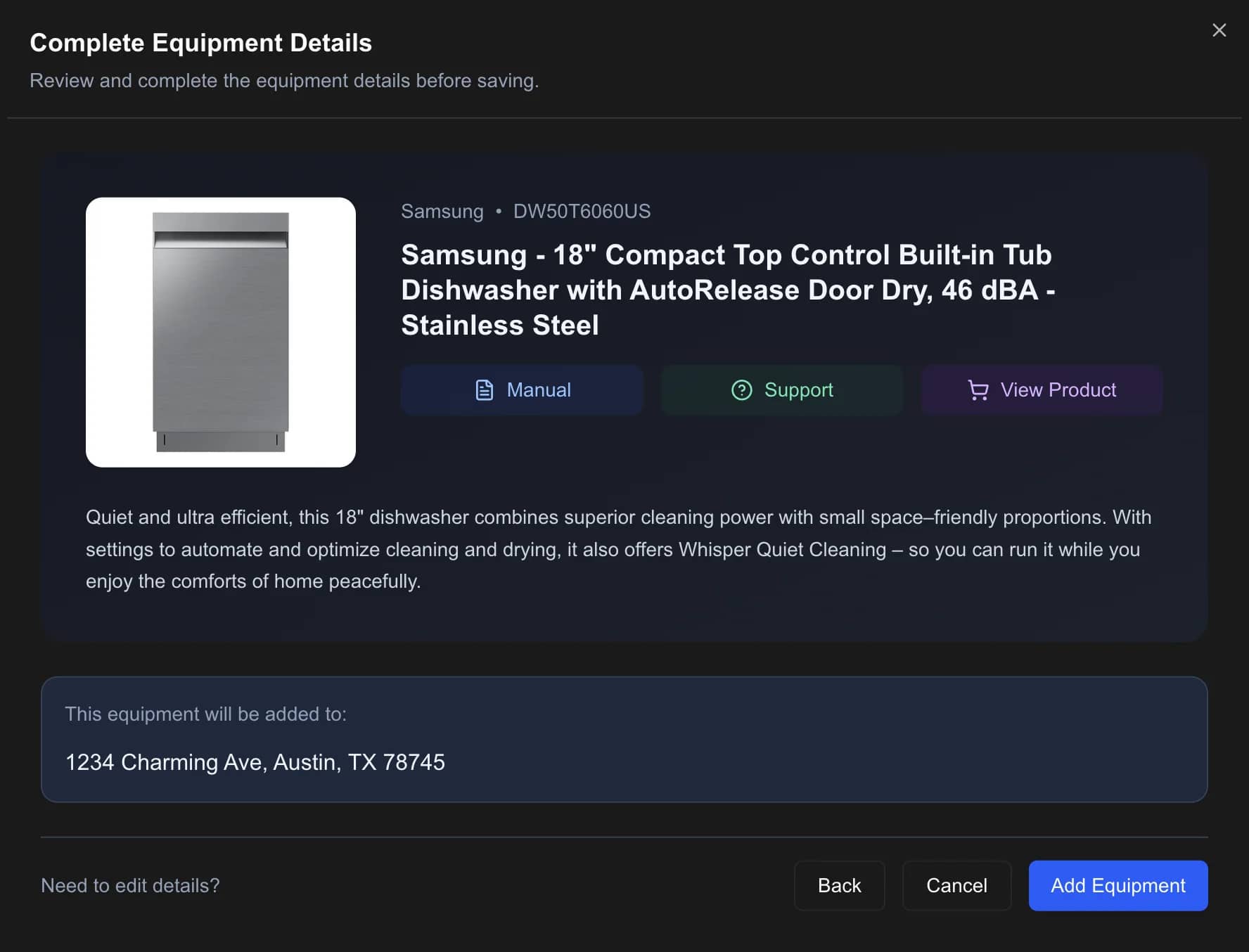 Equipment Management Dashboard